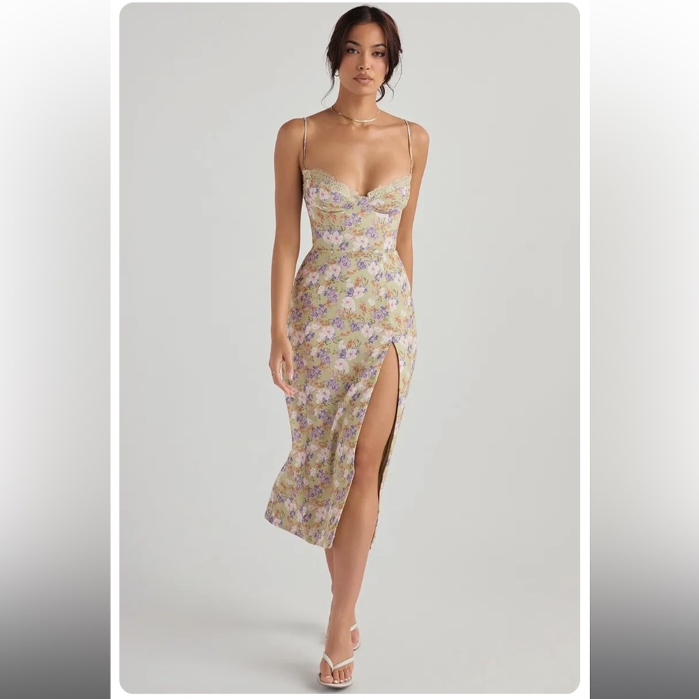 House of CB “Charlotte” Peony Print Midi Dress